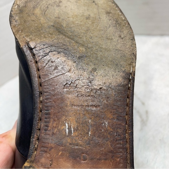 Salvatore Ferragamo Mens Black Leather Cap Toe Dress Shoes SZ 8.5 - Picture 15 of 16